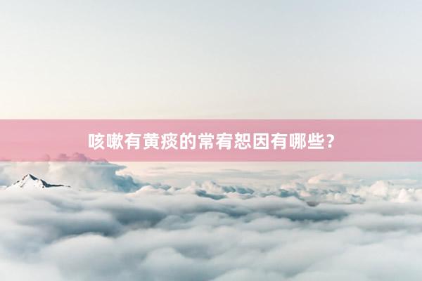 咳嗽有黄痰的常宥恕因有哪些？
