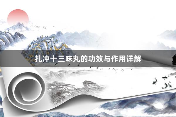 扎冲十三味丸的功效与作用详解